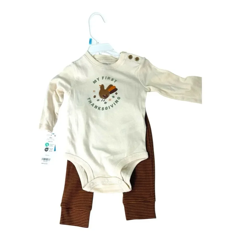 7 Pc Lot 6 Mo Carter's 1st Thanksgiving Set &‎ Baby 5-Pack Short-Sleeve Bodysuit